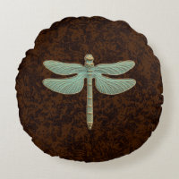 Graphic Vintage Style Patina Dragonfly Green Brown