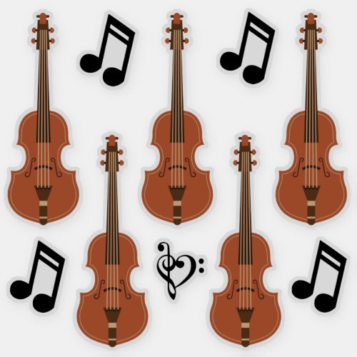 Graphic Violins and Notes Sticker