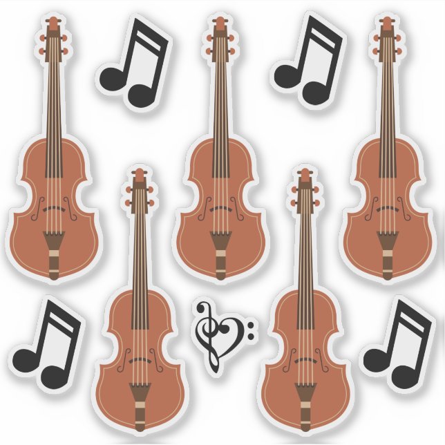 Graphic Violins and Notes Sticker (Front)