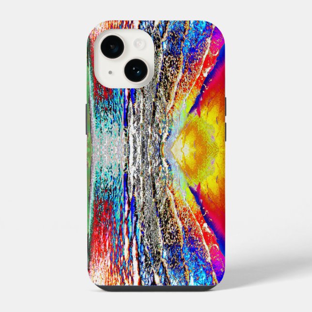 Graphic Waves Beach design iPhone case (Back)