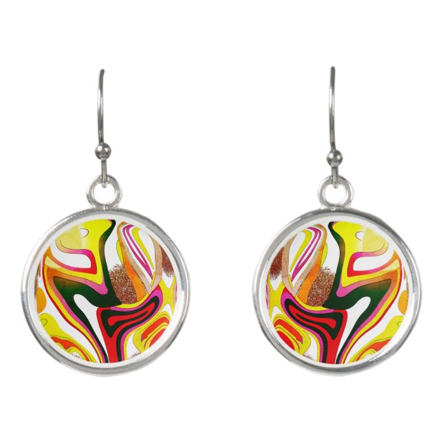 Graphic waves globe pattern earrings (Front)