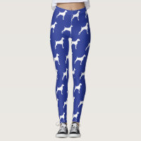 GRAPHIC WEIMARANER SILHOUETTE WHITE & BLUE LEGGING