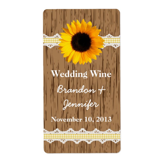 Graphic Wood Grain & Sunflower Mini Wine Labels