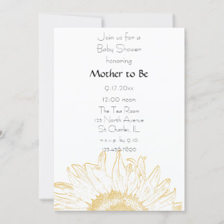 Graphic Yellow Sunflower Baby Shower Invitation