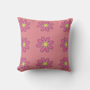 Graphical Flowers on any Color Pink/Blue 2 in 1 Throw Pillow