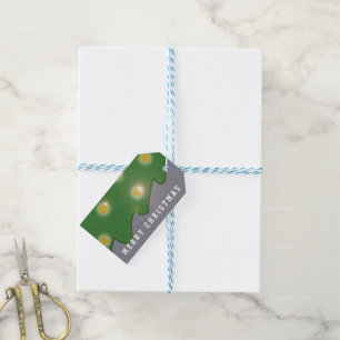 Graphical Green Christmas Tree any Text Gift Tags