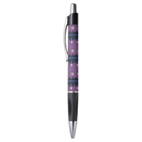 Graphical Knitted Pattern Custom Purple Color Pen