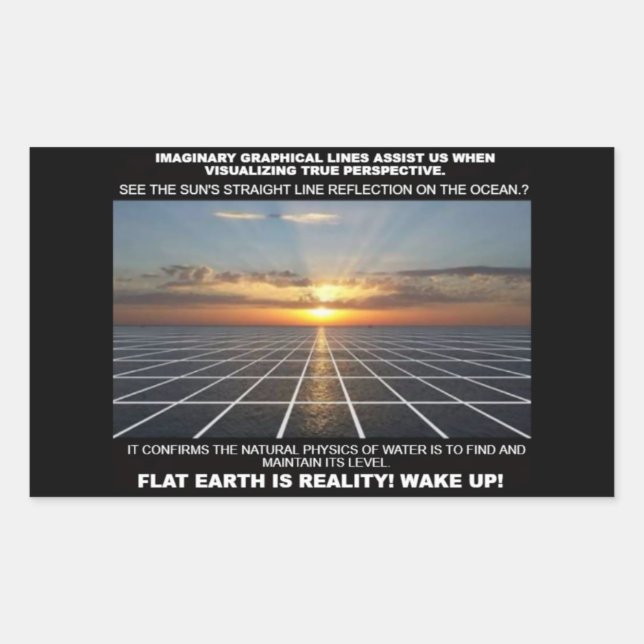 Graphical lines help us to visualize Flat Earth Rectangular Sticker (Front)