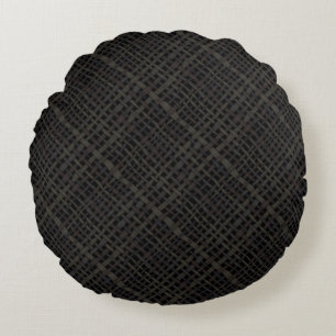 Graphical Natural Colors Woven Burlap Round Pillow