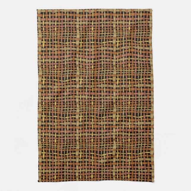 Graphical Natural looking Woven Burlap Red Kitchen Towel (Vertical)