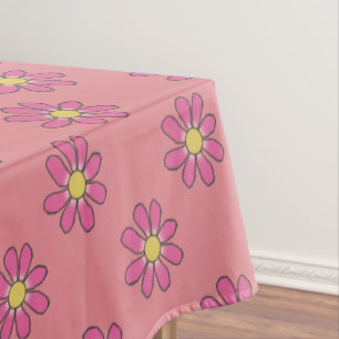 Graphical Pink Flowers on any Color Tablecloth