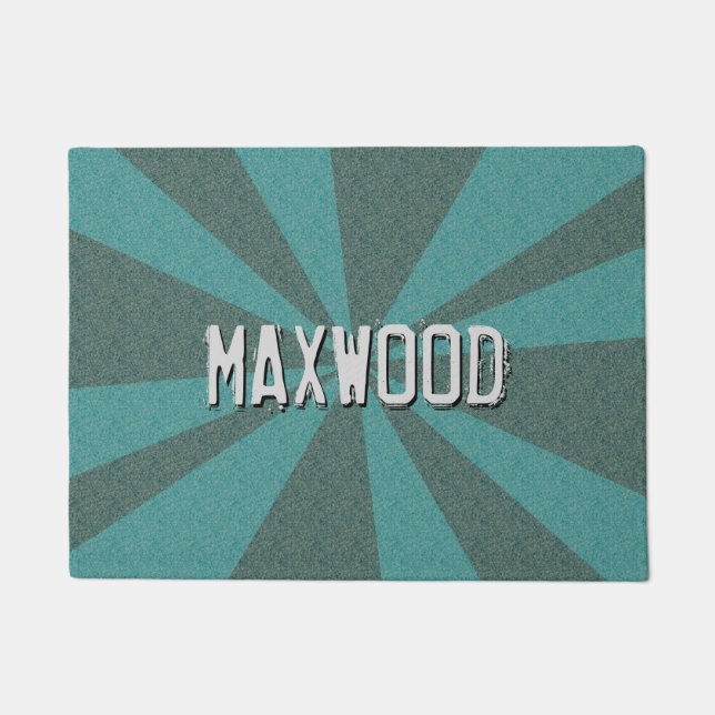 Graphical Rays Customizable any Color any Name Doormat (Front)