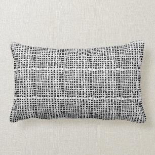 Graphical Silver Woven Rustic Burlap Lumbar Pillow