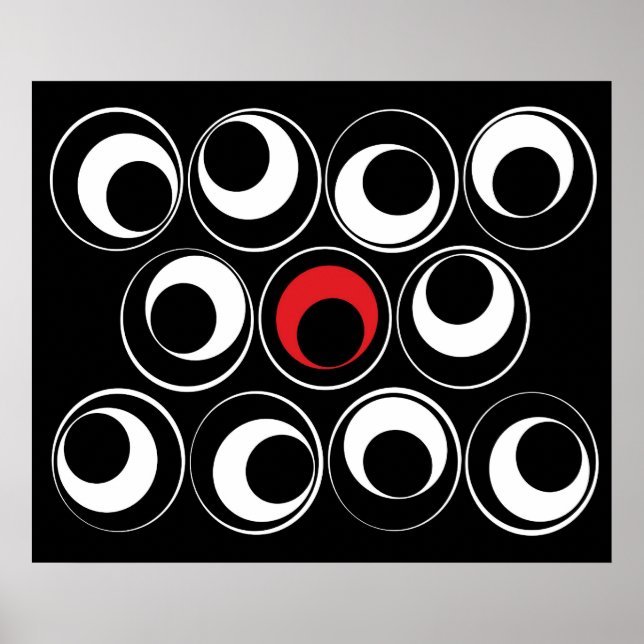 Graphical Spheres in Red Poster (Front)