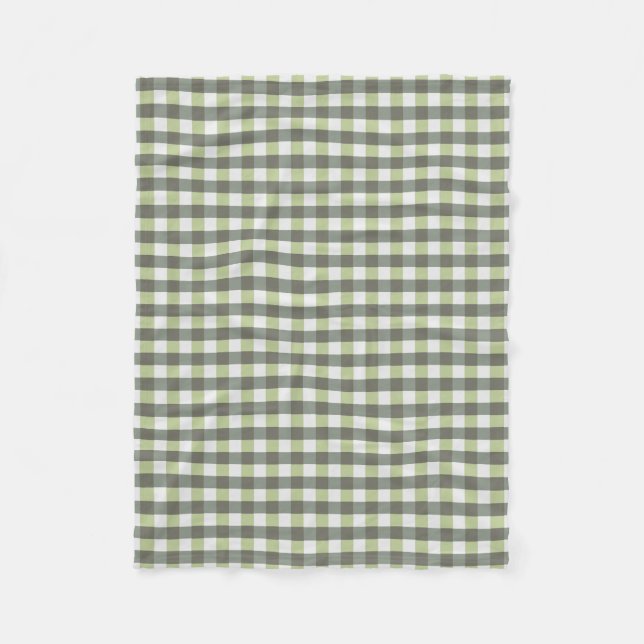 Graphical Tiled Green and Grey Fleece Blanket (Front)