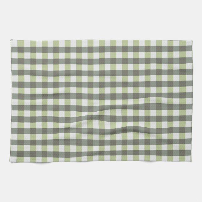 Graphical Tiled Green Grey Towel (Horizontal)