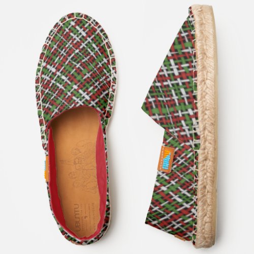 Graphical Woven Burlap Red and Green Espadrilles