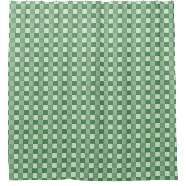 Graphical Woven Checkered Spring Green Shower Curtain (Front)