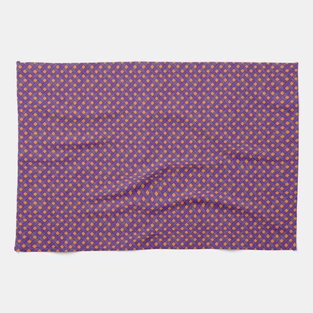 Graphical Woven Rattan Purple on Custom Orange Towel (Horizontal)