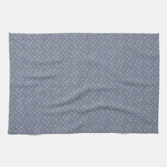 Graphical Woven Rattan Silver on Custom Blue Towel (Horizontal)