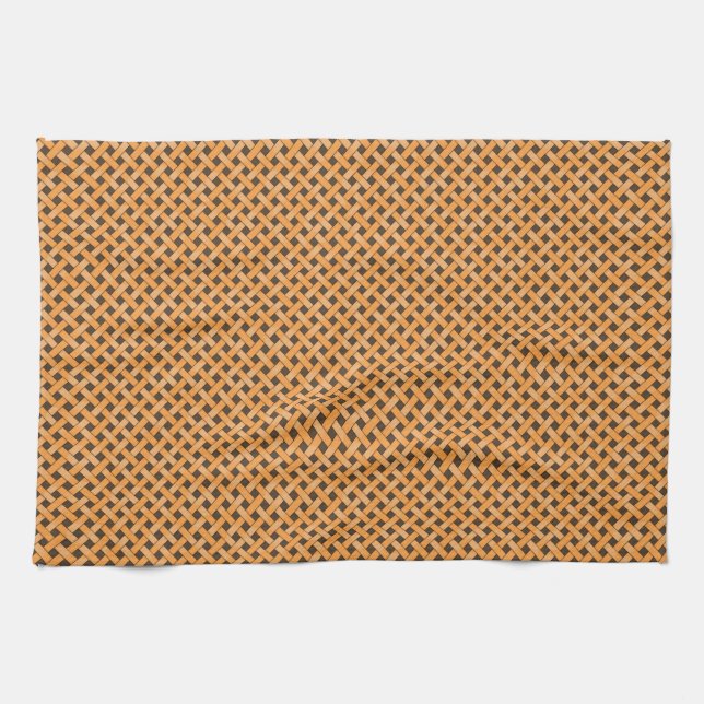 Graphical Woven Rattan Yellow on Custom Brown Towel (Horizontal)