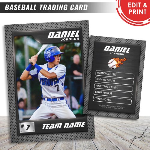 Graphite Baseball Trading Card Baseball Player  Calling Card