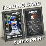 Graphite Baseball Trading Card, Baseball Player  Calling Card<br><div class="desc">Baseball Trading Card <<>> This is the perfect gift to celebrate the achievements of a baseball player, a personalized collection card for a passionate baseball fan, or gift these cards to each team player and coach to be forever cherished as a memory. This unique sports trading card design is loved...</div>