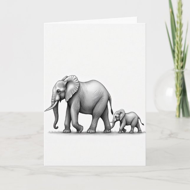 Graphite Elephant Family Card (Front)