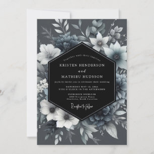 Graphite Ethereal Bloom Wedding Invitation