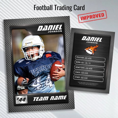 Graphite Football Trading Card Gifts for Players Calling Card