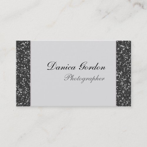 Graphite Glitter Photographer Business Cards
