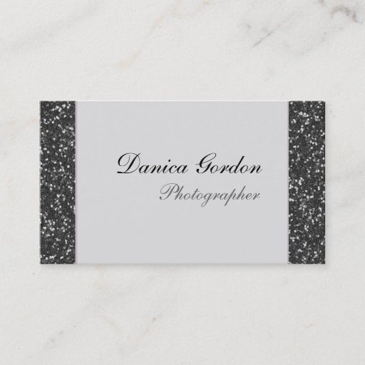 Customizable Graphite Glitter Photographer Business Cards