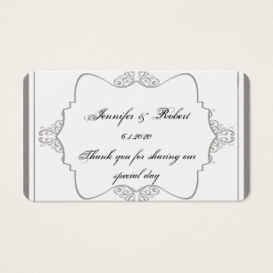 Graphite Grey Filigree Posh Wedding Favor Tag