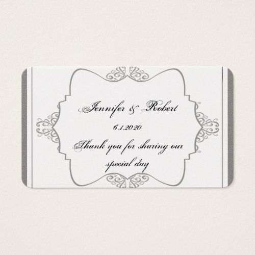 Graphite Grey Filigree Posh Wedding Favor Tag Business Card