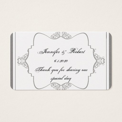 Customizable Graphite Grey Filigree Posh Wedding Favor Tag Business Card