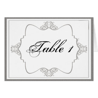 Graphite Grey Filigree Posh Wedding Table Number