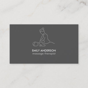 Graphite Grey Massage Therapy Masseuse Spa Business Card