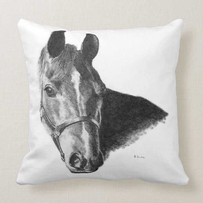 Graphite Horse Head Pillow