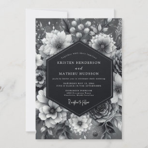 Graphite Somber Bloom Wedding Invitation