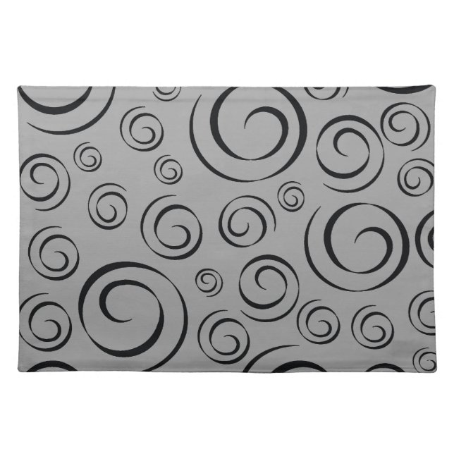 Graphite Swirl Pattern (black & grey) Placemat (Front)