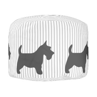 Graphite Terrier on Grey Stripes Pouf