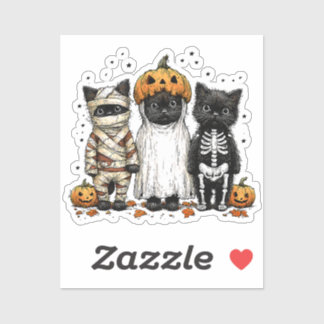 Grapping three Halloween cats Sticker