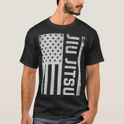Grappling Bjj Brazilian Jiu Jitsu American Flag T_Shirt