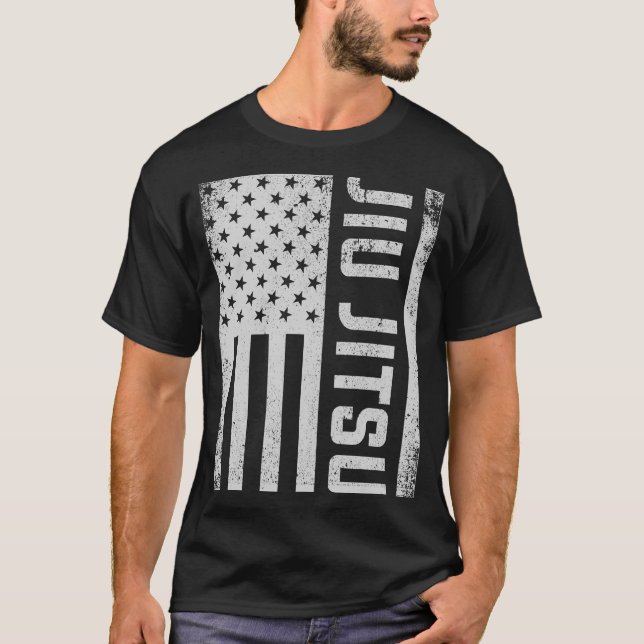 Grappling Bjj Brazilian Jiu Jitsu American Flag T-Shirt (Front)