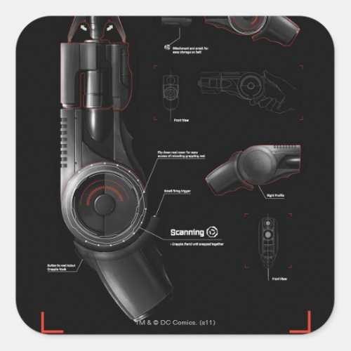 Grappling Gun Diagram Square Sticker