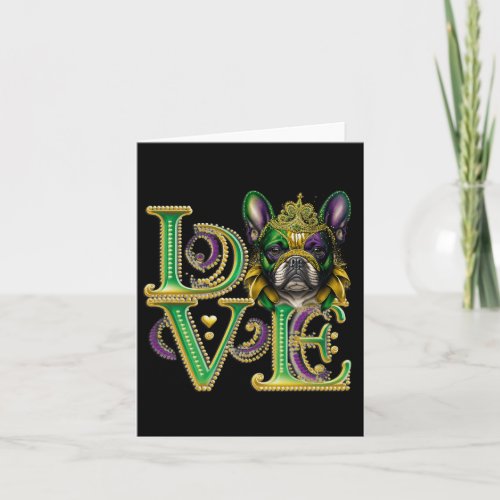 Gras French Bulldog Word Love Masquerade  Card