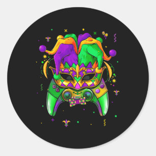 Gras Video Game Controller Jester Hat Boy Kids Cos Classic Round Sticker