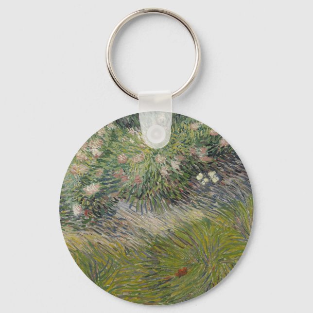 Grass and Butterflies by Vincent van Gogh Keychain (Front)