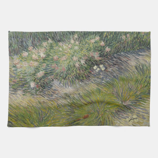 Grass and Butterflies by Vincent van Gogh Kitchen Towel (Horizontal)