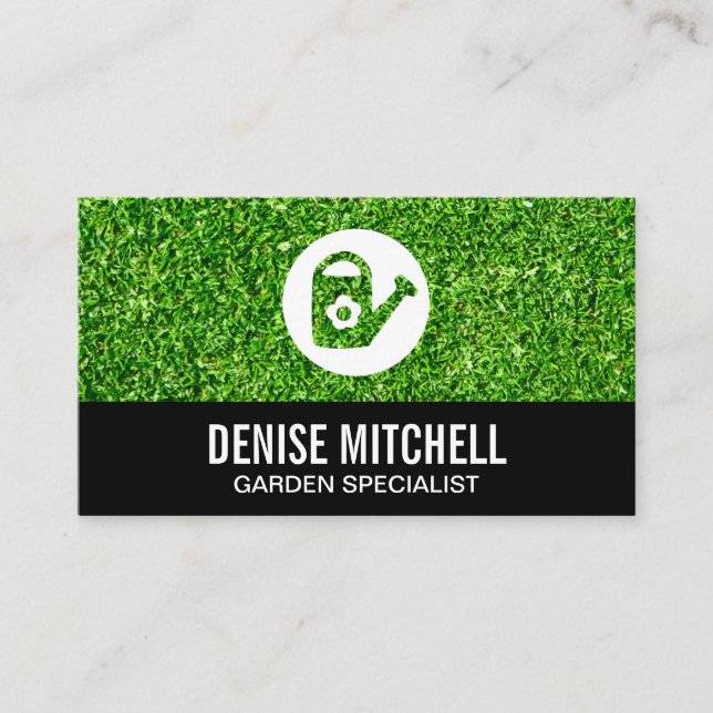 Grass Background Gardening Business Card (Front)